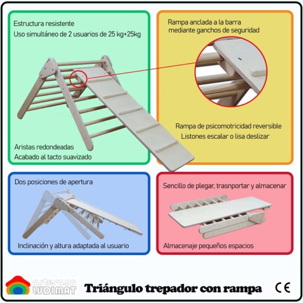 Triángulo escalada con rampa acabado sin tratar